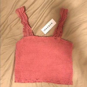 PacSun Lace Trim Smocked Tank Top